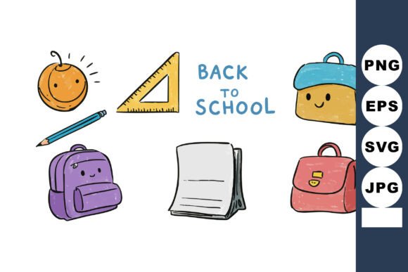 Back to School Cartoon Style Vector with Bright and Friendly School Supplies
