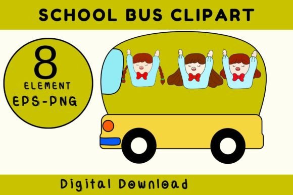 Back to School Clipart Set School Bus