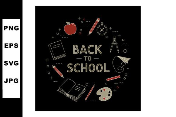 Back to School Education Icons with Appl