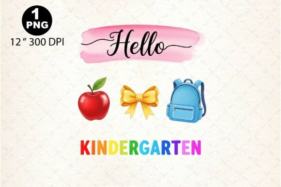 Back to School Hello Kindergarten PNG