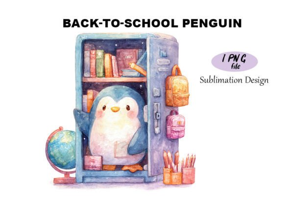 Back-to-School Penguin Watercolor: A Versatile Design for Creative Projects