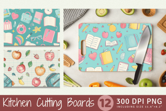Pastel Back to School Cutting Boards Sub: A Stylish and Functional Design for Print-on-Demand Sellers and Kitchen Enthusiasts