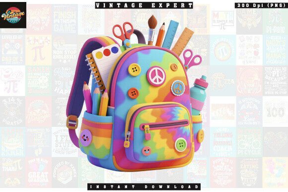 Peace Colorful Back to School Bag PNG