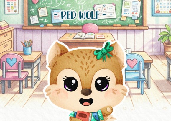 Woodland Back to School Red Wolf Poster