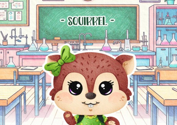 Woodland Back to School, Squirrel Poster: A Versatile Design for Creative and Practical Use